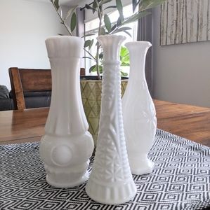 Vintage Milk Glass Vases